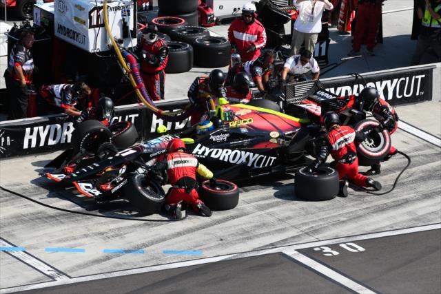 Sebastien Bourdais comes in for tires and fuel on pit lane during the INDYCAR Grand Prix at The Glen from Watkins Glen International -- Photo by: Bret Kelley
