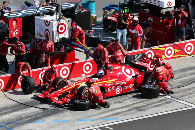 Scott Dixon comes in for tires and fuel on pit lane during the INDYCAR Grand Prix at The Glen from Watkins Glen International -- Photo by: Bret Kelley