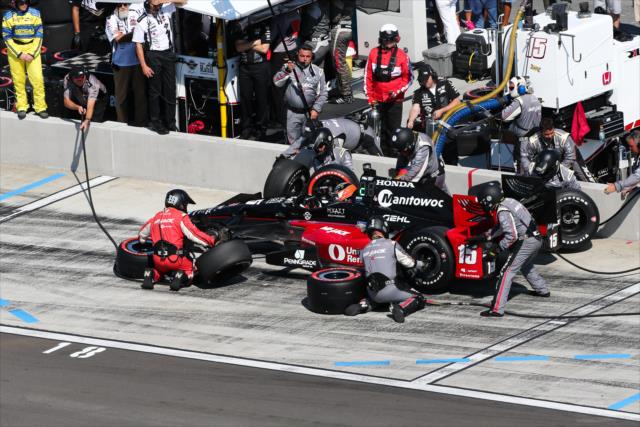 Graham Rahal comes in for tires and fuel on pit lane during the INDYCAR Grand Prix at The Glen from Watkins Glen International -- Photo by: Bret Kelley