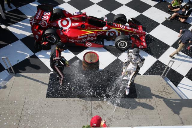 The champagne flies in Victory Lane  following the INDYCAR Grand Prix at The Glen from Watkins Glen International -- Photo by: Bret Kelley