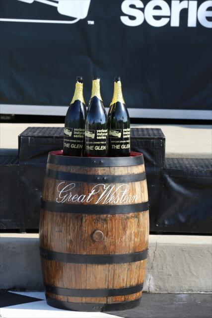 The champagne is cold and at the ready in Victory Lane at Watkins Glen International -- Photo by: Chris Jones