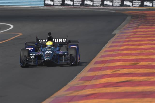 Spencer Pigot sets up for Turn 2 during the INDYCAR Grand Prix at The Glen from Watkins Glen International -- Photo by: Chris Owens