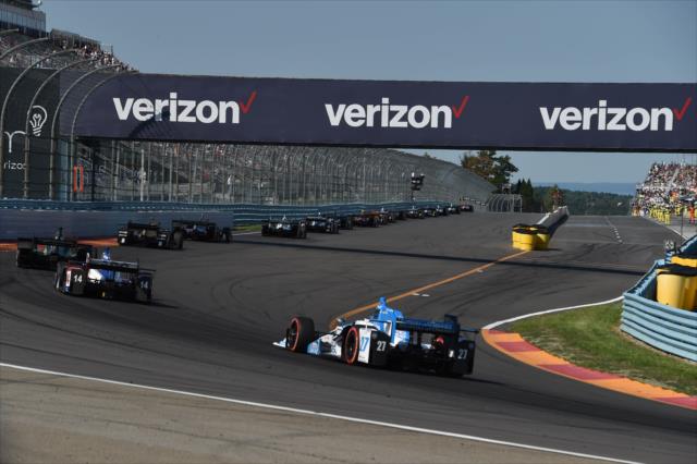 Marco Andretti chases down the field exiting Turn 11 during the INDYCAR Grand Prix at The Glen from Watkins Glen International -- Photo by: Chris Owens