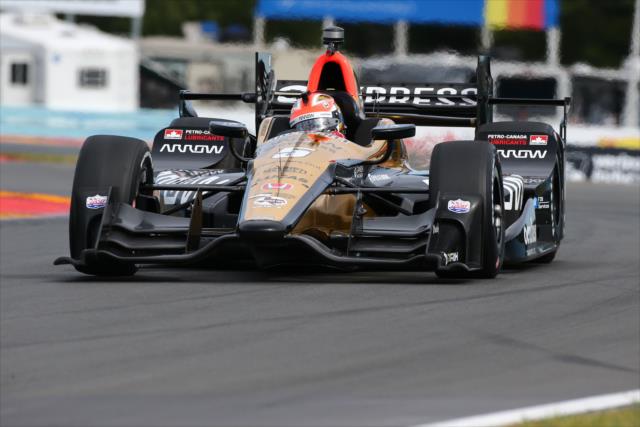 James Hinchcliffe sets up for Turn 5 during practice for the INDYCAR Grand Prix at The Glen from Watkins Glen International -- Photo by: Bret Kelley