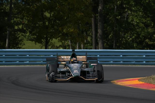 JR Hildebrand dives into Turn 9 during practice for the INDYCAR Grand Prix at The Glen from Watkins Glen International -- Photo by: Chris Jones
