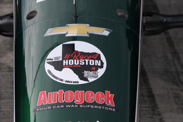 The #Race4Houston emblem on the nosecone of an Ed Carpenter Racing Chevrolet at Watkins Glen International -- Photo by: Chris Jones