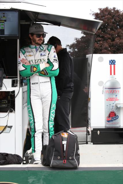 JR Hildebrand waits along pit lane prior to qualifications for the INDYCAR Grand Prix at The Glen from Watkins Glen International -- Photo by: Chris Jones