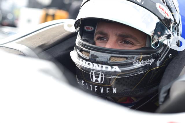 Ed Jones sits in his No. 19 Scouting Honda on pit lane prior to qualifications for the INDYCAR Grand Prix at The Glen -- Photo by: Chris Owens