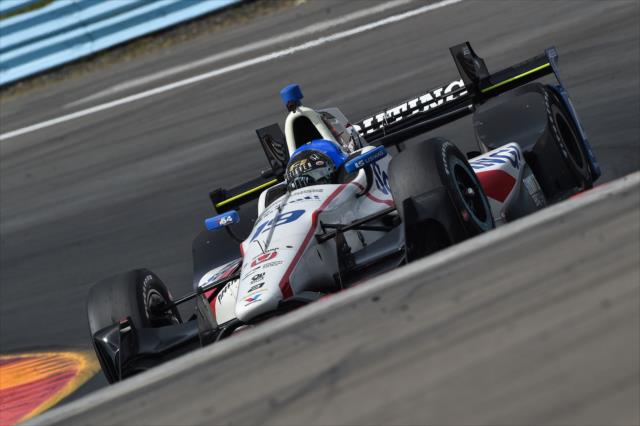 Ed Jones roars into Turn 8 during practice for the INDYCAR Grand Prix at The Glen from Watkins Glen International -- Photo by: Chris Owens