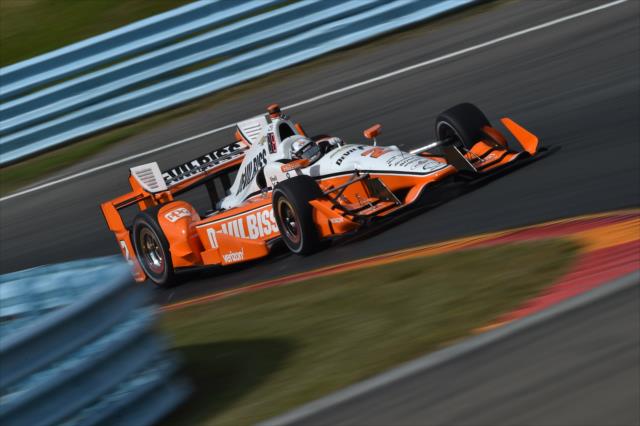 Josef Newgarden thunders into Turn 8 during practice for the INDYCAR Grand Prix at The Glen from Watkins Glen International -- Photo by: Chris Owens