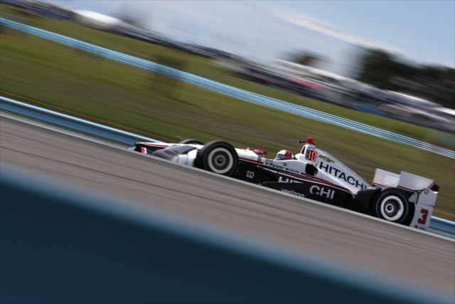 Helio Castroneves on course during practice for the INDYCAR Grand Prix at The Glen from Watkins Glen International -- Photo by: Joe Skibinski