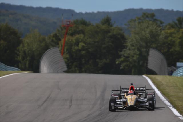 James Hinchcliffe sets up for Turn 8 during practice for the INDYCAR Grand Prix at The Glen from Watkins Glen International -- Photo by: Joe Skibinski