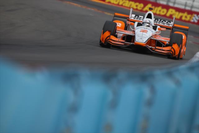 Josef Newgarden sets up for Turn 11 during qualifications for the INDYCAR Grand Prix at The Glen -- Photo by: Joe Skibinski
