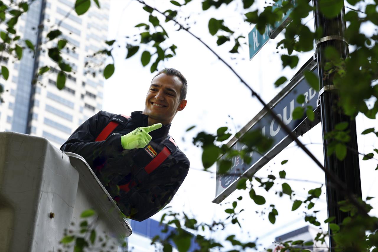 Alex Palou - Indianapolis 500 Street Sign Install - By: Chris Jones -- Photo by: Chris Jones
