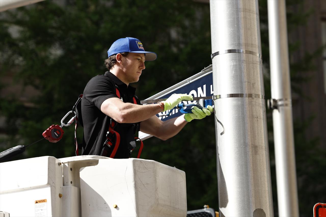 Kyffin Simpson - Indianapolis 500 Street Sign Install - By: Chris Jones -- Photo by: Chris Jones