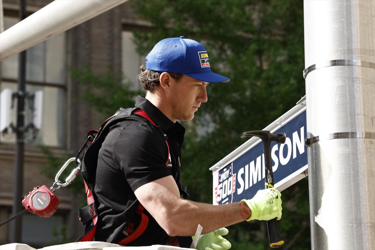 Kyffin Simpson - Indianapolis 500 Street Sign Install - By: Chris Jones -- Photo by: Chris Jones