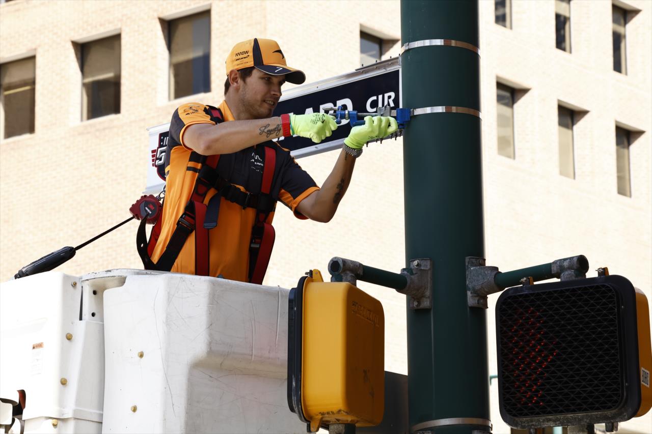 Christian Lundgaard - Indianapolis 500 Street Sign Install - By: Chris Jones -- Photo by: Chris Jones